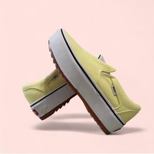 Vans Lemon Yellow Platform Slip On Sneakers